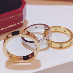 スクリュー×8石ダイヤ スリムリング｜ローズゴールド／ホワイトゴールド／イエローゴールド｜Cartier LOVEスタイル