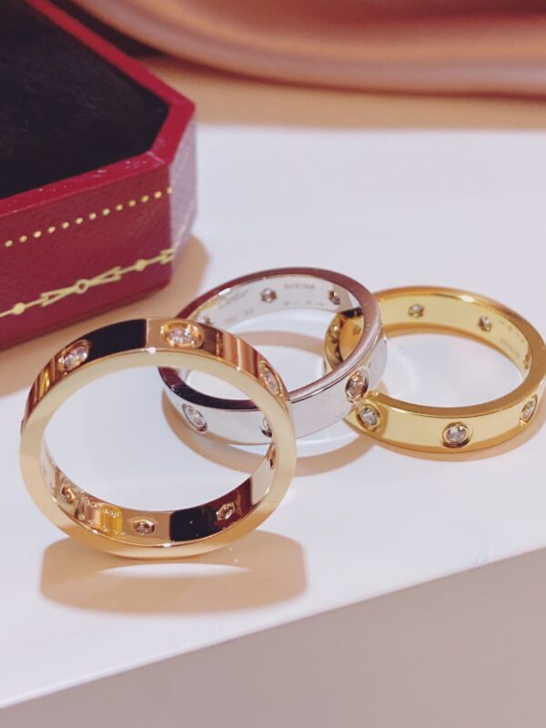 スクリュー×8石ダイヤ スリムリング｜ローズゴールド／ホワイトゴールド／イエローゴールド｜Cartier LOVEスタイル