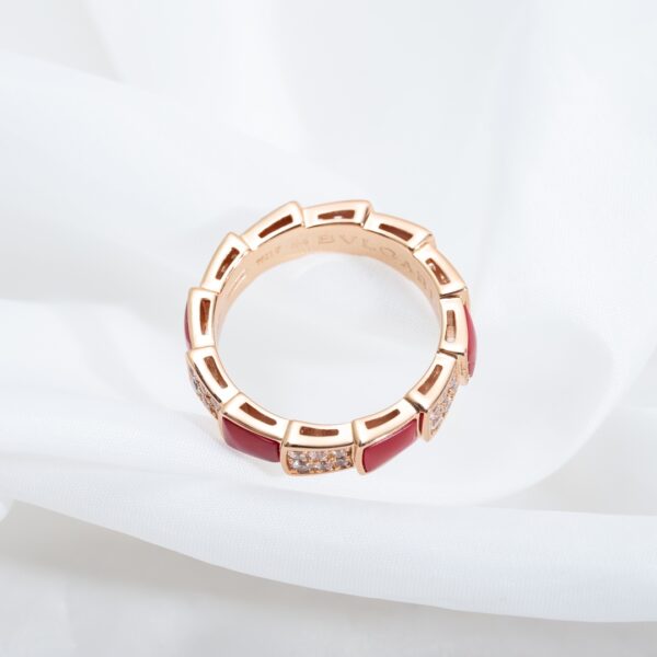 ローズゴールド×カーネリアンカラー スネークリング（スリムタイプ）｜BVLGARI Serpentiスタイル - 画像 (6)