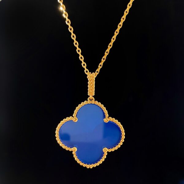 ブルーアゲート ワンモチーフ ロングネックレス｜ローズゴールド／イエローゴールド｜Van Cleef & Arpels Magic Alhambraスタイル - 画像 (5)