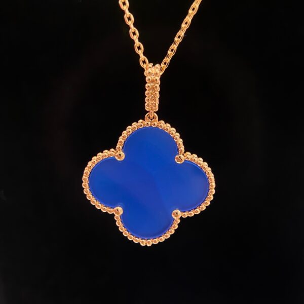 ブルーアゲート ワンモチーフ ロングネックレス｜ローズゴールド／イエローゴールド｜Van Cleef & Arpels Magic Alhambraスタイル - 画像 (7)
