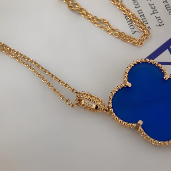 ブルーアゲート ワンモチーフ ロングネックレス｜ローズゴールド／イエローゴールド｜Van Cleef & Arpels Magic Alhambraスタイル - 画像 (6)