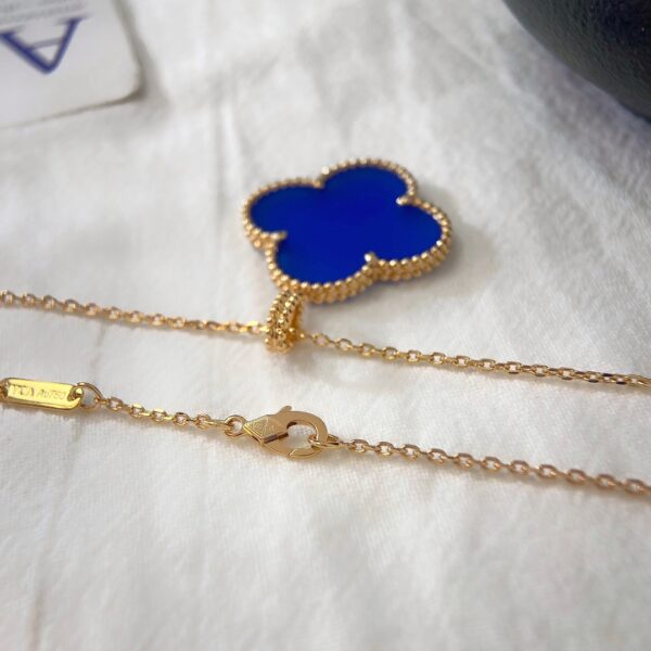 ブルーアゲート ワンモチーフ ロングネックレス｜ローズゴールド／イエローゴールド｜Van Cleef & Arpels Magic Alhambraスタイル - 画像 (8)
