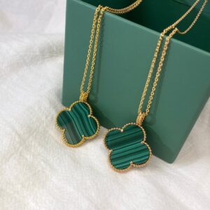 マラカイト ワンモチーフ ロングネックレス（90cm）｜ローズゴールド／イエローゴールド｜Van Cleef & Arpels Magic Alhambraスタイル
